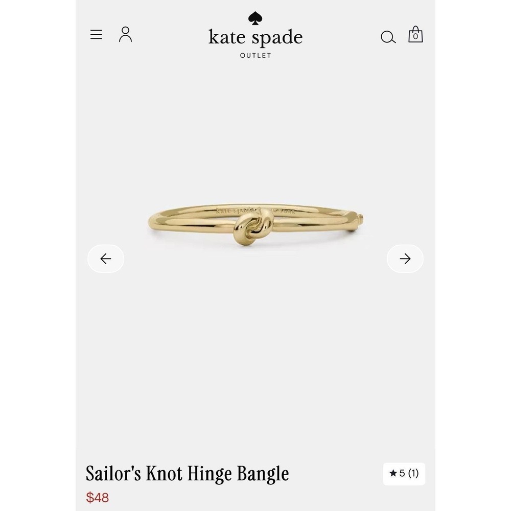 Kate Spade New York Gold Tone Sailor's Knot Bangle Bracelet Hinge Closure